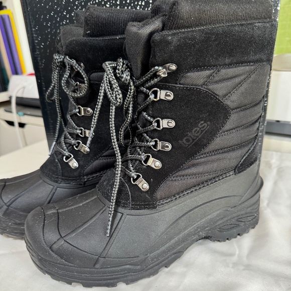 Mens Totes Briggs Black Waterproof Snow Boots, Size 9 w/ original box - Picture 1 of 11